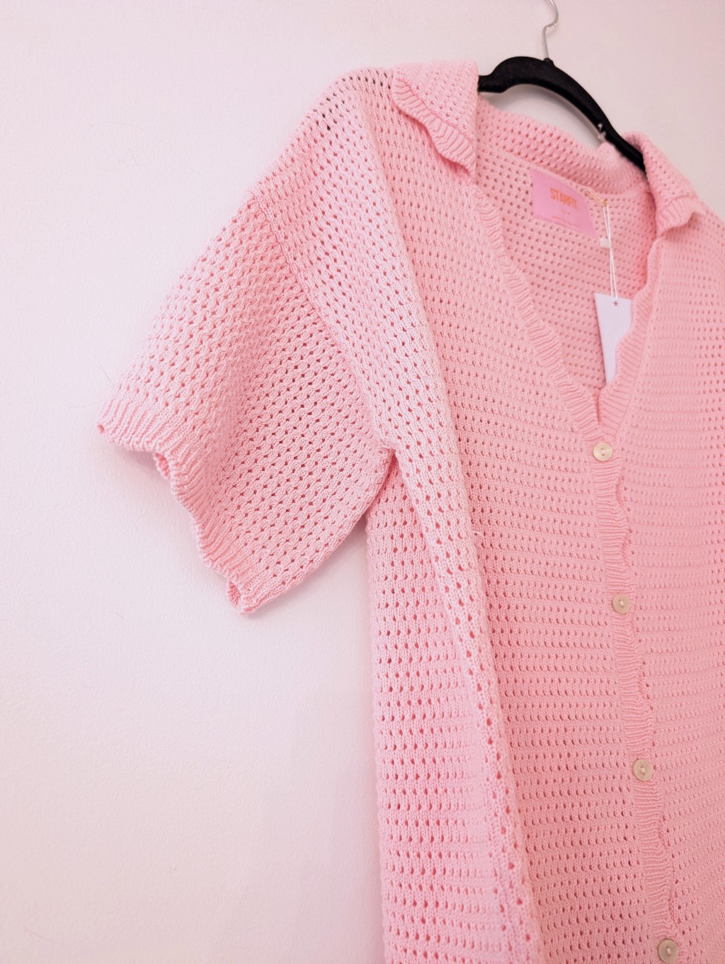 Starfit Nwt Pink Button-Up Knit Coverup Dress — image 3 of 6